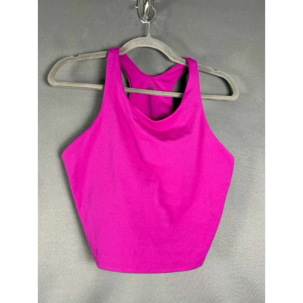 Athleta Conscious Crop Tank Women 1X Pink Racerback High Neck Built-in Bra
